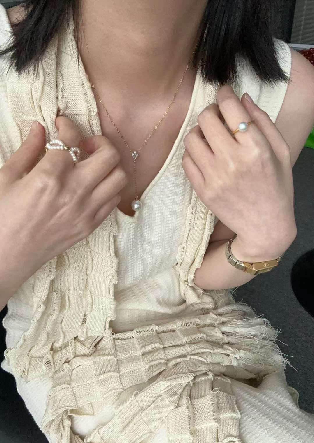 Pearl with diamond Necklace