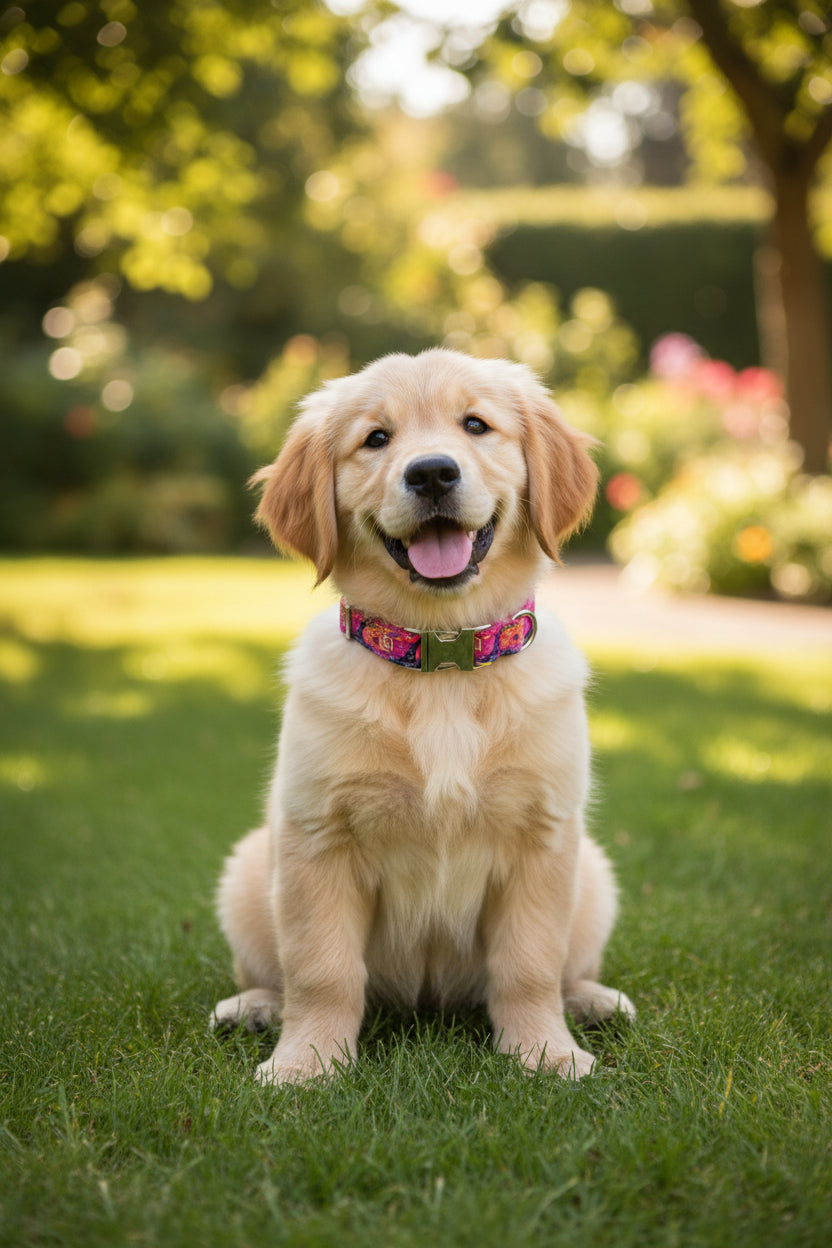 Collar Floral Ajustable para Perro